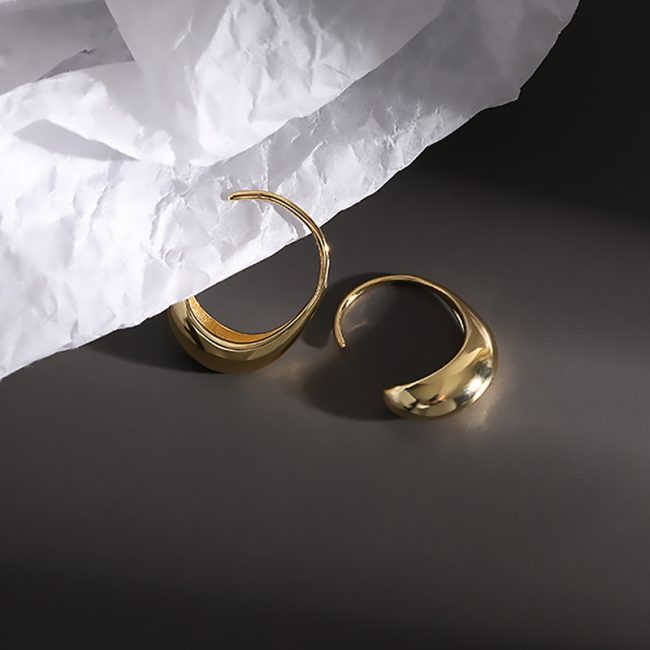 925 Sterling Silver Large Hoop Silver Earrings Yellow Color Image