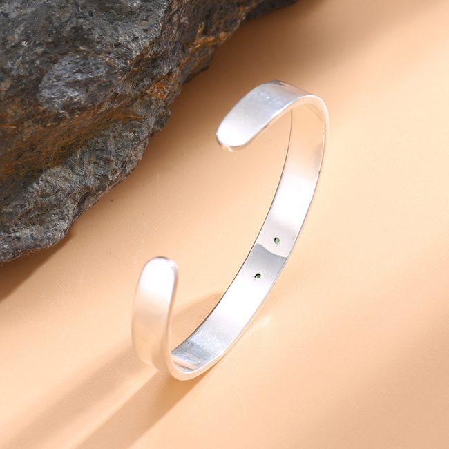 Sterling silver cuff bracelet wide, this is a top view of sterling silver bangle