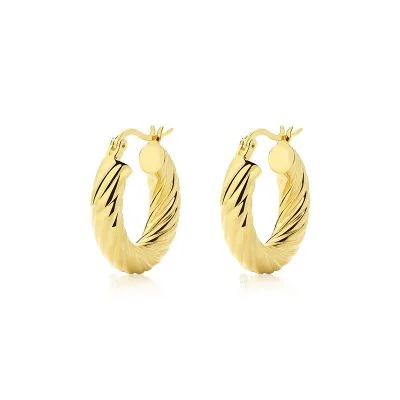 925 Sterling Silver Twisted Huggie Hoop Earrings alternate view