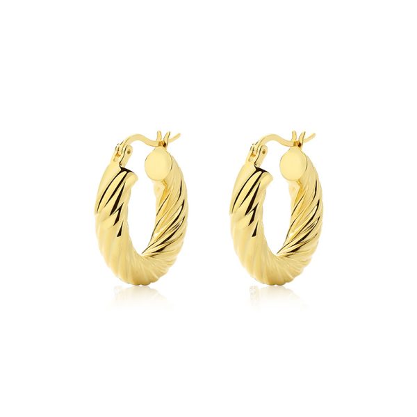 925 Sterling Silver Twisted Huggie Hoop Earrings - Image 2