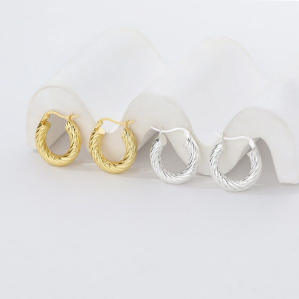 twisted 925 sterling silver hoop earrings huggie