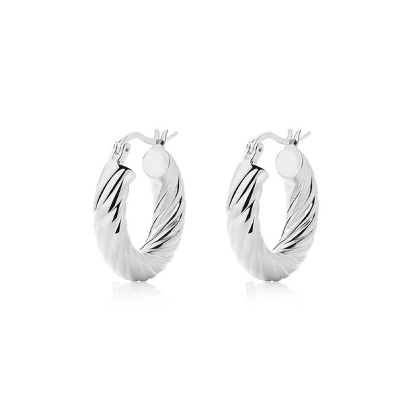 925 Sterling Silver Twisted Huggie Hoop Earrings - Image 5