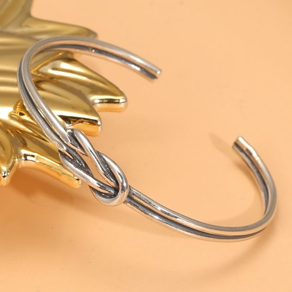 sterling silver bangle bracelets with Hand-made Braid of front view