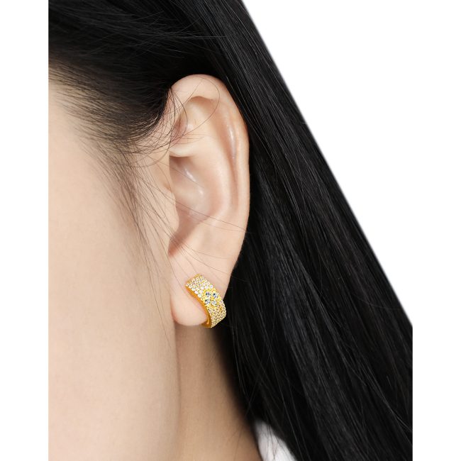 Four Leaf Clover Hoop Earring In Sterling Silver - Image 4