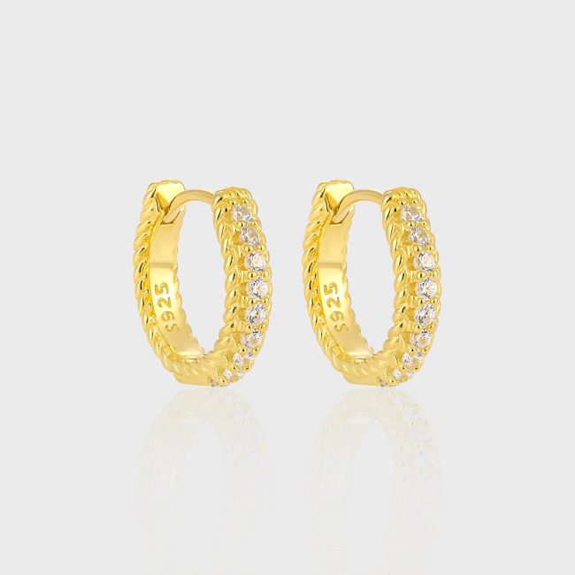 Eternity genuine 925 sterling silver hoop earrings diamonds