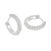 Eternity genuine 925 sterling silver hoop earrings diamonds
