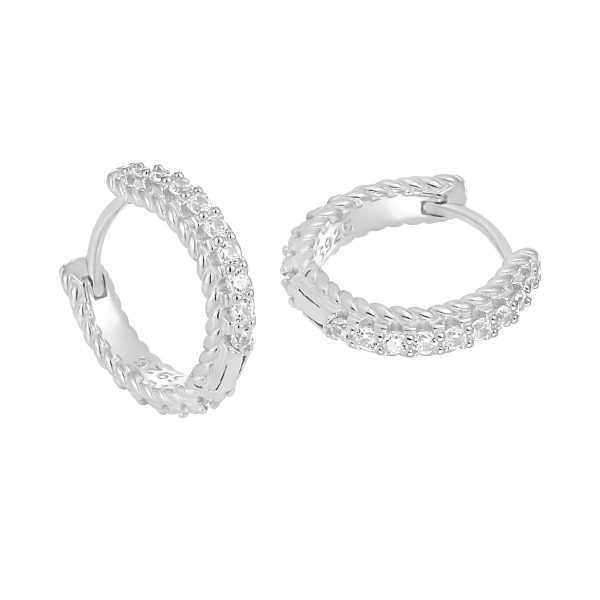 Eternity genuine 925 sterling silver hoop earrings diamonds