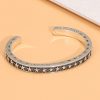 Sterling silver bangle bracelet with Five-pointed Star open cuff of front view