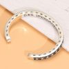 Sterling silver bangle bracelet with Five-pointed Star open cuff of side view