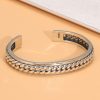 Sterling silver bangle bracelet with Cuban chain shape, this is a front view of sterling silver bangle