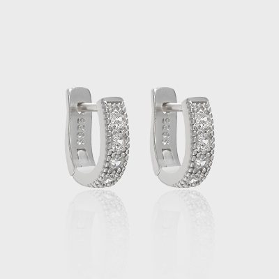 Gold Plated Sterling Silver Hoop Earring diamonds