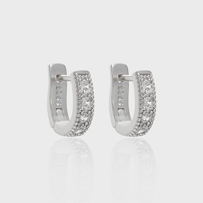 Gold Plated Sterling Silver Hoop Earring diamonds