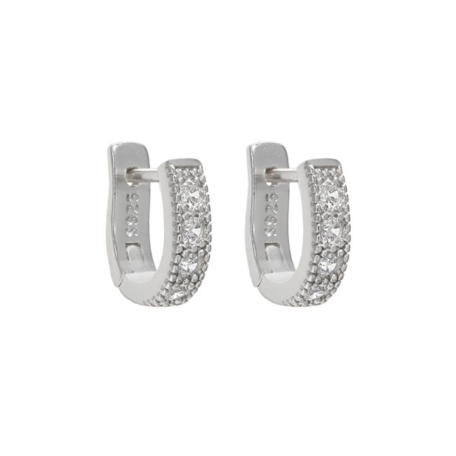 Gold Plated Sterling Silver Hoop Earring diamonds