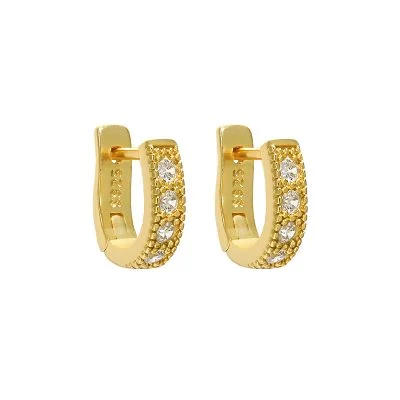 Gold Plated Sterling Silver Hoop Earring diamonds
