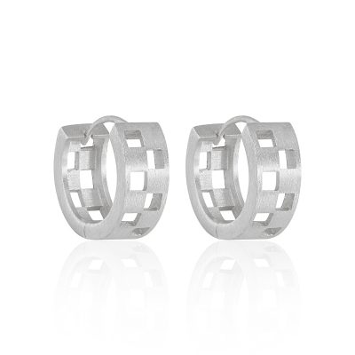 Silver Hoop Earring With Matte Brushed Hollow