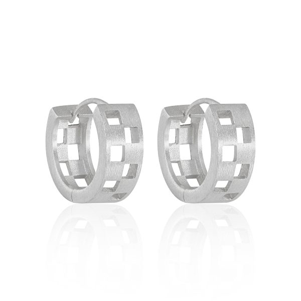 Silver Hoop Earring With Matte Brushed Hollow