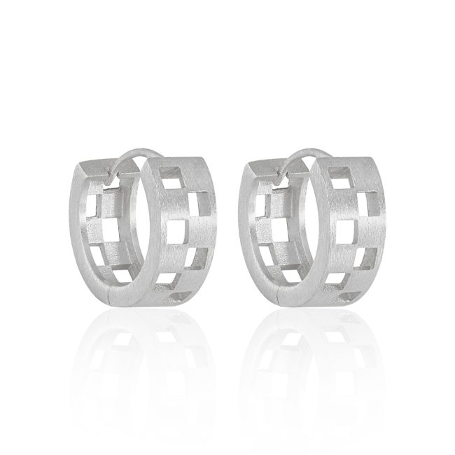 Silver Hoop Earring With Matte Brushed Hollow