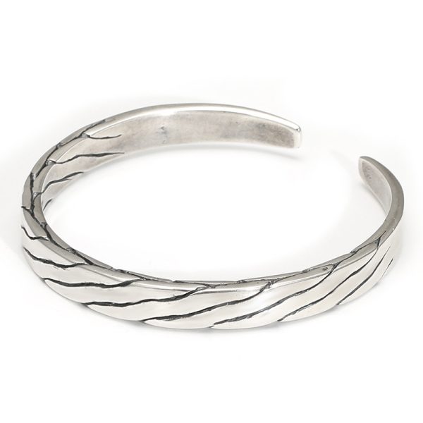 Sterling silver cuff bracelet wide, bangle width 8 mm, weight approx. 44.45 g