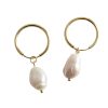 Sterling Silver Baroque Pearl Large Hoop Earrings for women