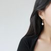 Sterling Silver Baroque Pearl Large Hoop Earrings for women, women wear view image