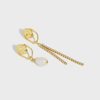 Sterling Silver Drop Earrings With Zirconia Pearl Asymmetric