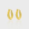 Gear texture sterling silver hoop earrings for women