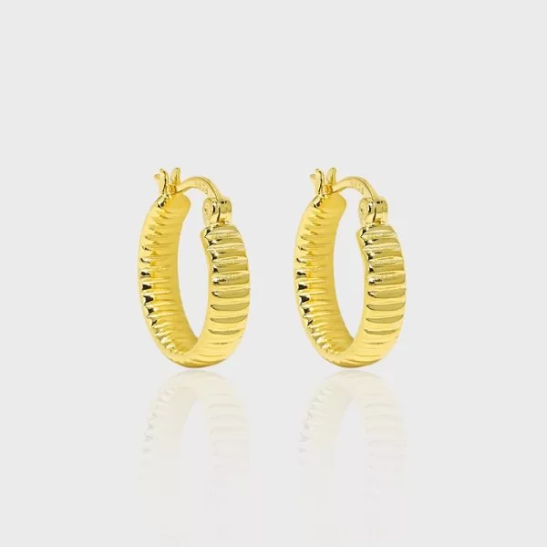 Gear texture sterling silver hoop earrings for women