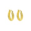 Gear texture sterling silver hoop earrings for women