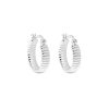 Gear texture sterling silver hoop earrings for women