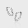 picture of oval sterling silver hoop earrings hammered