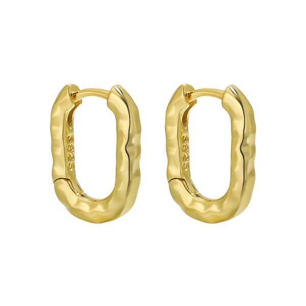 picture oval sterling silver hoop earrings hammered