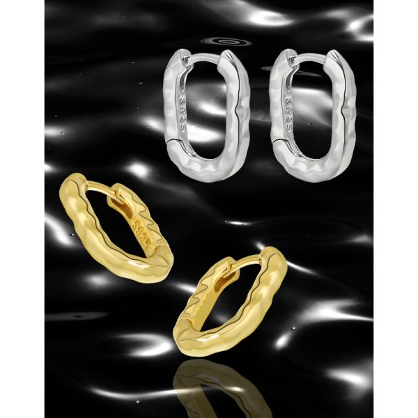 picture oval sterling silver hoop earrings hammered