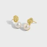 Pendientes de perlas de plata de ley para mujer