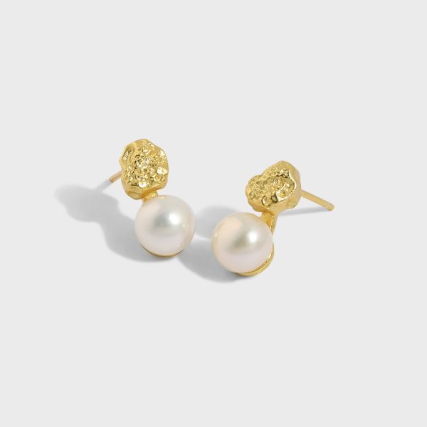 Sterling Silver Pearl Stud Earrings for Women