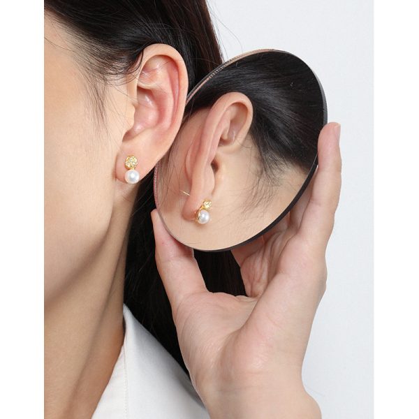 Sterling Silver Pearl Stud Earrings for Women