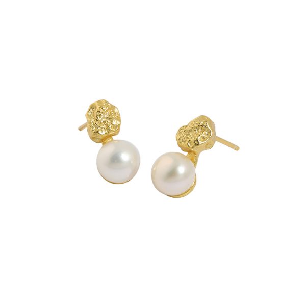 Sterling Silver Pearl Stud Earrings for Women