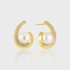 Teardrop Pearl Sterling Silver Stud Earrings For Women view image