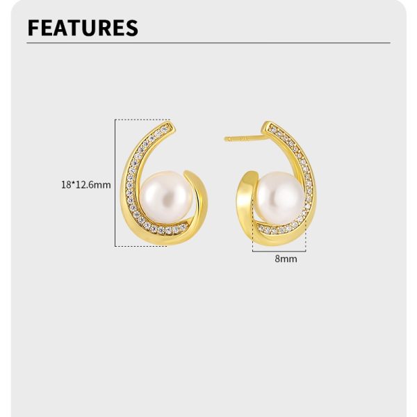 Teardrop Pearl Sterling Silver Stud Earrings For Women