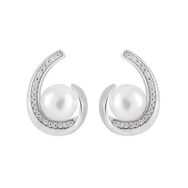 Teardrop Pearl Sterling Silver Stud Earrings For Women