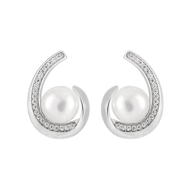Teardrop Pearl Sterling Silver Stud Earrings For Women