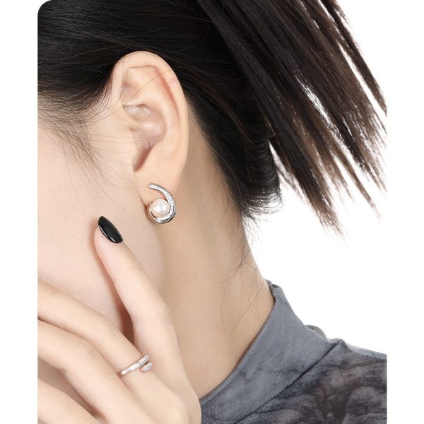 Teardrop Pearl Sterling Silver Stud Earrings For Women