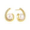 Teardrop Pearl Sterling Silver Stud Earrings For Women