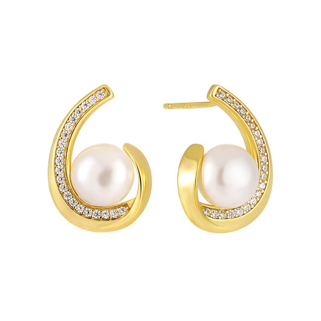 Teardrop Pearl Sterling Silver Stud Earrings For Women