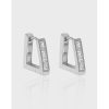 Sterling Silver Trapezoidal Hoop Earrings for women, minimalist design, made of 925 sterling silver and zircon