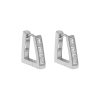 Sterling Silver Trapezoidal Hoop Earrings for women, white gold color detail