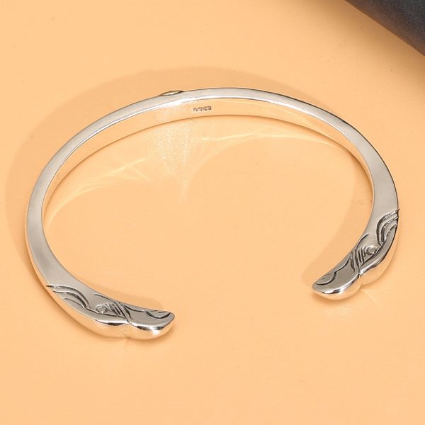 Sterling silver bangle bracelet, sterling silver open cuff bracelet with a Native American-inspired design