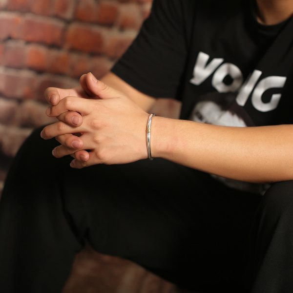 Sterling silver bangles bracelets, wear view of the silver bangle