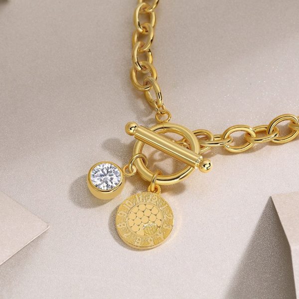 sterling silver bracelet for women, clasp is adorned with a 1ct diamond pendant