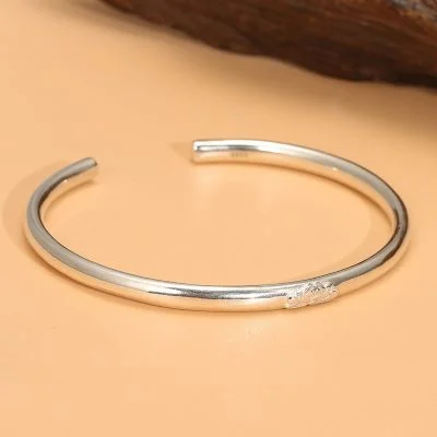 Sterling silver bangle bracelet, Simple Cuff Bangle Bracelet