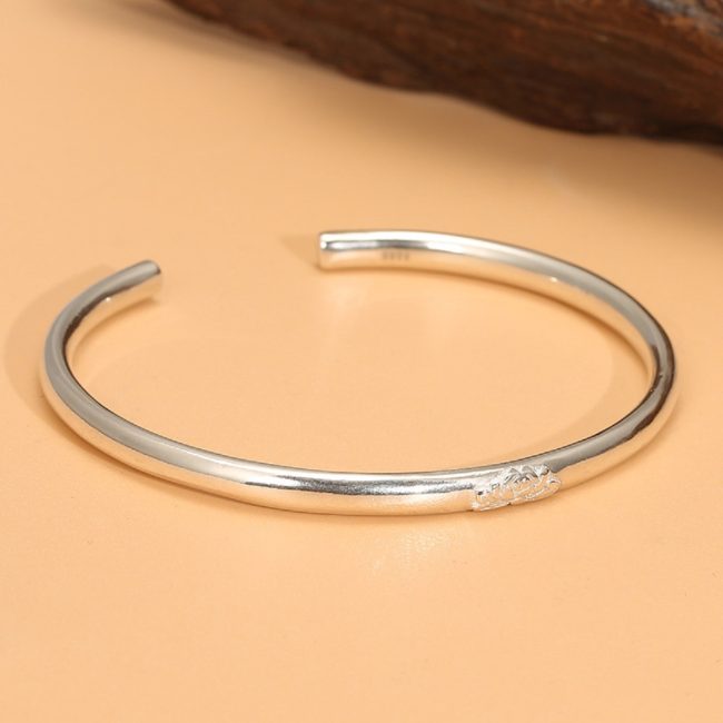Sterling silver bangle bracelet, Simple Cuff Bangle Bracelet